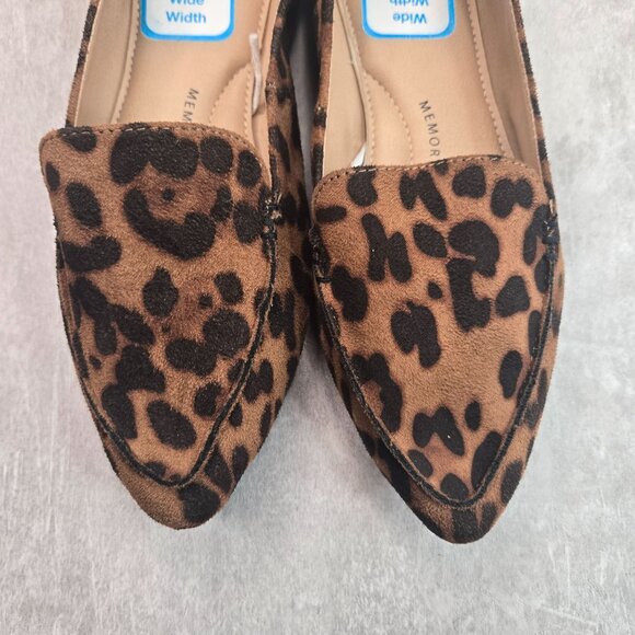 Animal Print Flats 7 Wide Fit Brown Black Pointed Toe Preppy Slip On Loafer Shoe - Picture 9 of 11
